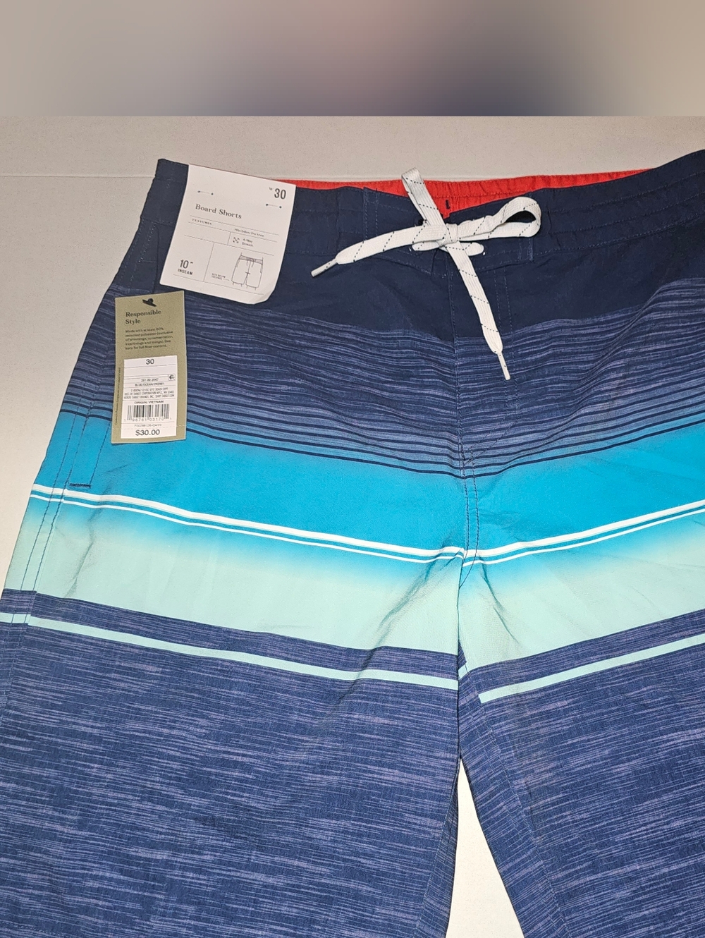Goodfellow Men's Board Shorts Size 30 Swim Trunks Beach Surf Blue Ocean Newy